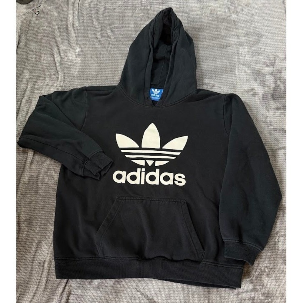 Adidas Originals Trefoil Hoodie Black White Logo‎ Sweatshirt Mens Large
